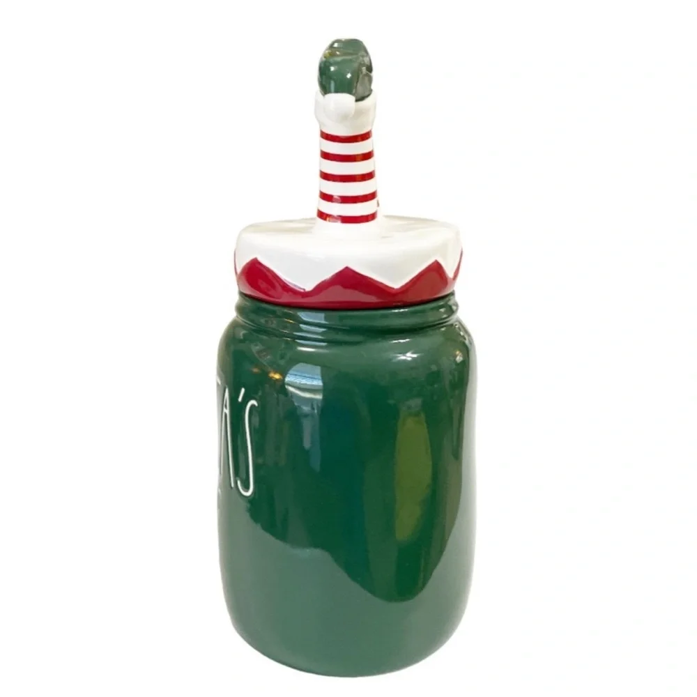 NEW Rae Dunn SANTA’S ELF Christmas Canister w/Elf Feet Topper🎅🏻🎅🏻🎅🏻